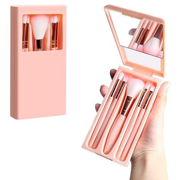 5 Pcs Travel Makeup Brush With Mirror